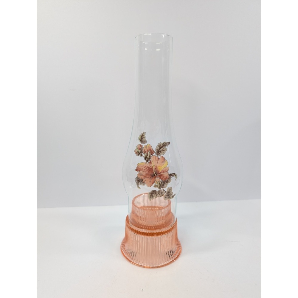 LE Smith‎ Renaissance 12" Chimney Lamp Candle Holder Frosted Glass Vtg